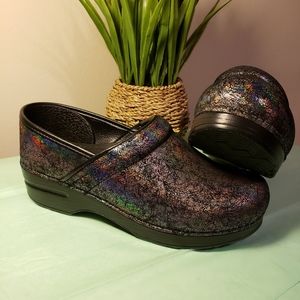 Dansko Women's Iridescent Black Metalic Professional Clogs